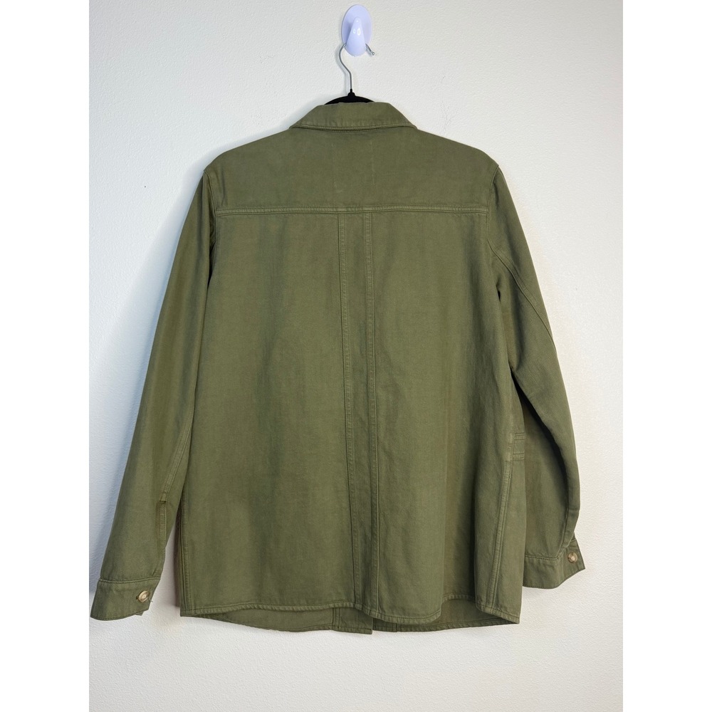 Sezane Will Jacket Khaki Green Organic Cotton Canvas Chore Coat Sz M - Picture 2 of 4